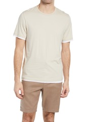 Vince Slim Fit Double Layer Crewneck T-Shirt in Desert Sand/Optic White at Nordstrom