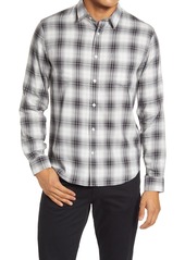 Vince Slim Fit Shadow Plaid Button-Up Shirt in Black at Nordstrom