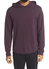 Vince Stripe Hooded Pullover in Heather Sonoma Red/Coastal at Nordstrom