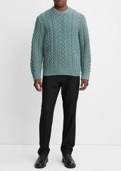 Vince Merino Wool-Cashmere Aran Cable Crew Neck Sweater