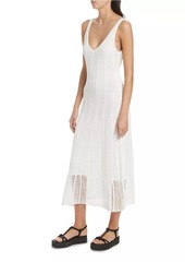 Vince Mesh Grid Godet Midi-Dress