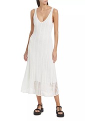 Vince Mesh Grid Godet Midi-Dress