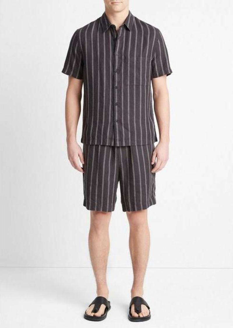 Vince Moonbay Stripe Hemp Short-Sleeve Shirt