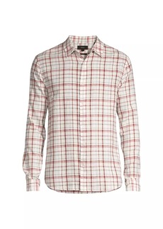 Vince Oakmont Plaid Linen & Cotton-Blend Shirt