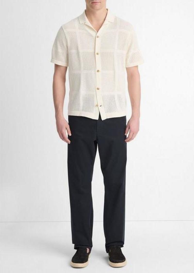 Vince Patchwork Pointelle Short-Sleeve Shirt