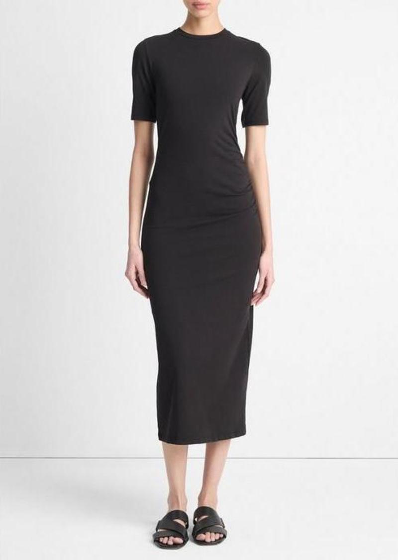 Vince Pima Cotton-Blend Side-Drape Dress