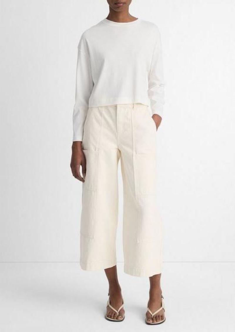 Vince Pima Cotton Long-Sleeve Cropped T-Shirt