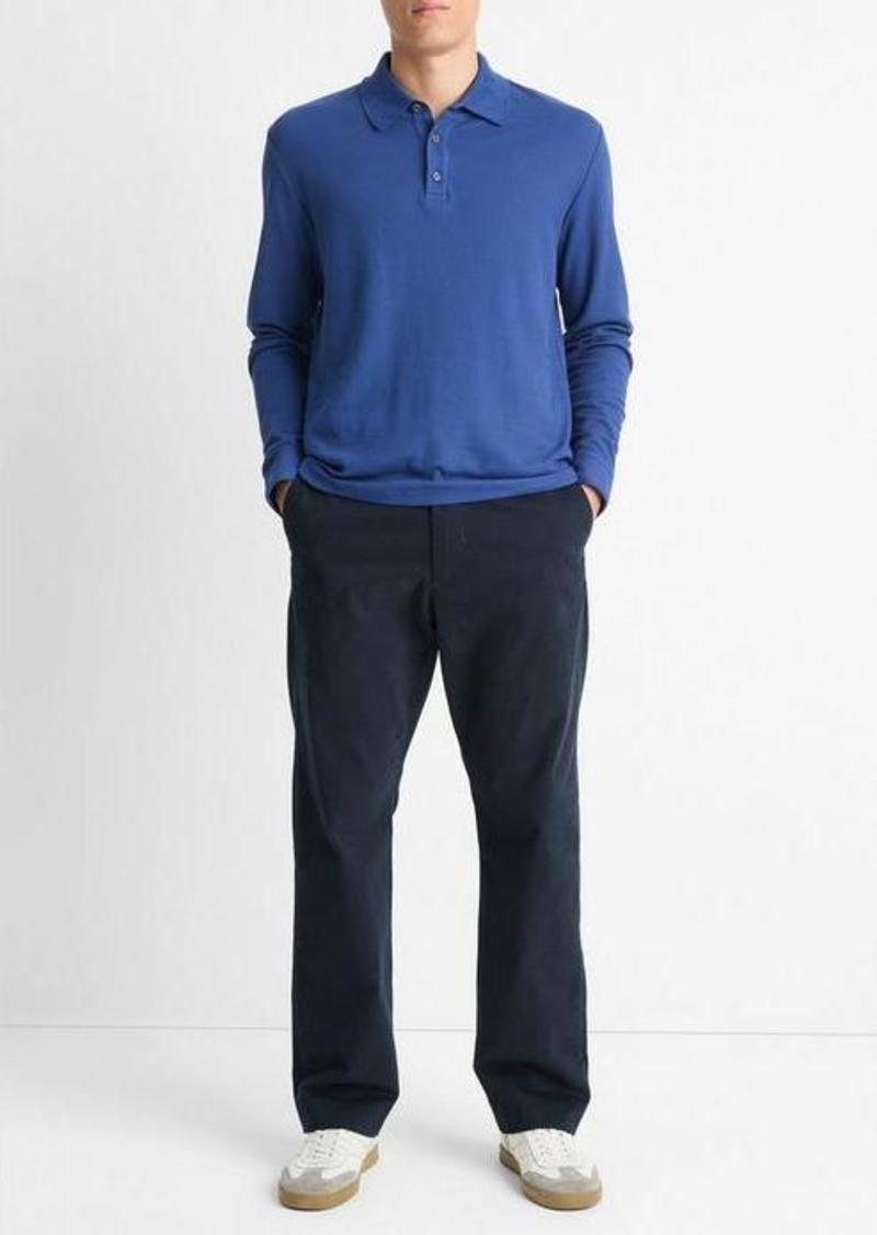 Vince Pima Cotton Piqué Long-Sleeve Polo Shirt