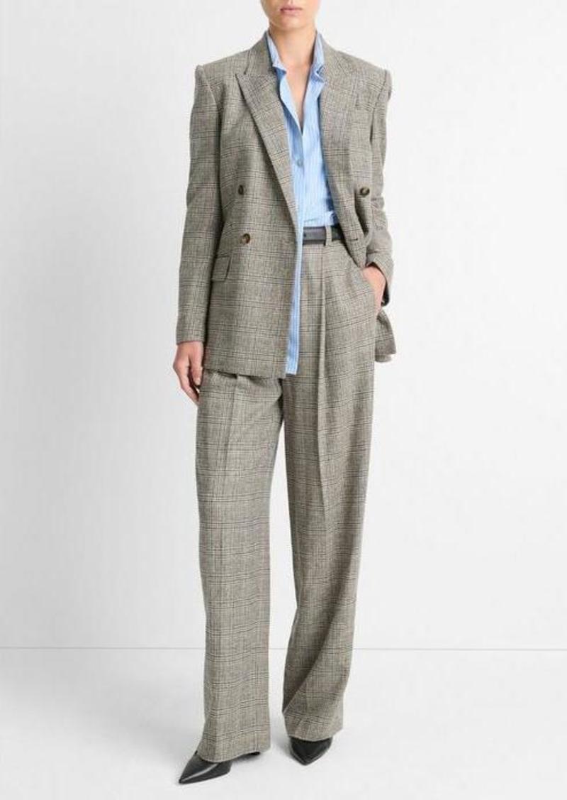 Vince Plaid Italian Wool-Blend Double-Breasted Blazer