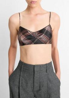 Vince Plaid Silk Shrunken Camisole