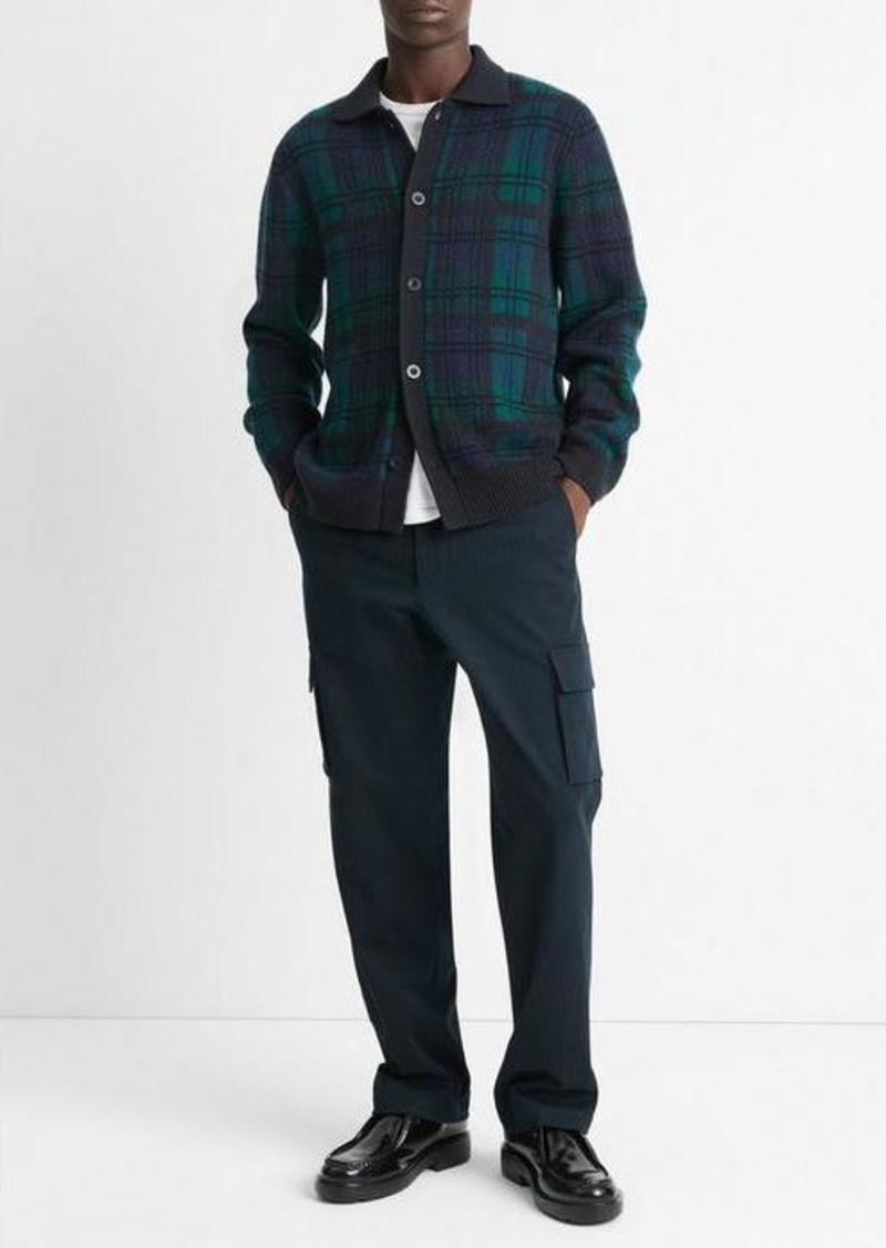 Vince Plaid Wool and Cashmere Collared Cardigan