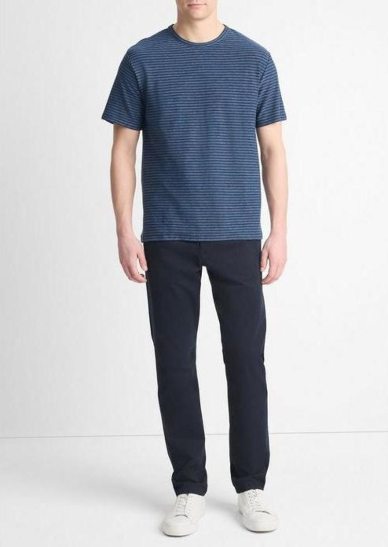 Vince Plaited Stripe Pima Cotton Crew Neck T-Shirt