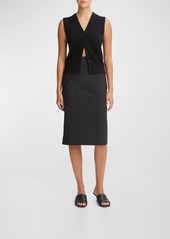 Vince Poplin Pull-On Pencil Skirt