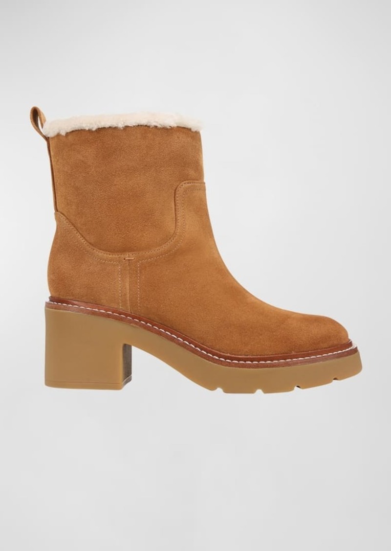 Vince Redding Suede Shearling Ankle Boots