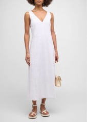 Vince Relaxed Pocketed Sleeveless V-Neck Midi Dress