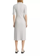 Vince Rib-Knit Polo Midi-Dress