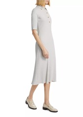 Vince Rib-Knit Polo Midi-Dress