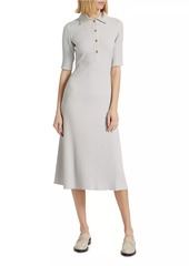 Vince Rib-Knit Polo Midi-Dress