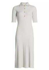 Vince Rib-Knit Polo Midi-Dress