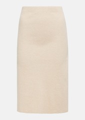 Vince Ribbed-knit cotton-blend midi skirt