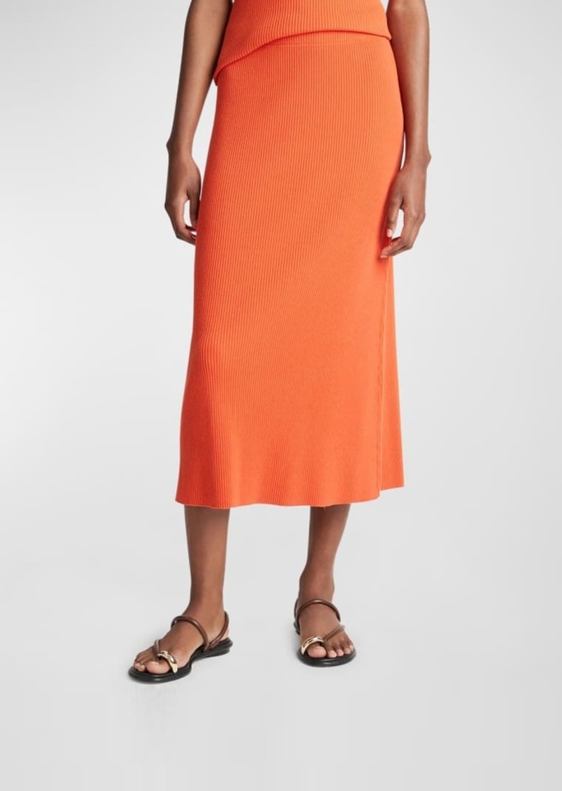 Vince Ribbed Knit Midi Skirt