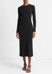 Vince Ribbed Long-Sleeve Crew Neck Dress