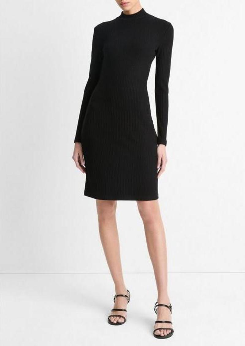 Vince Ribbed Long-Sleeve Short Dress