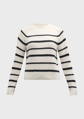 Vince Ribbed Stripe Raglan-Sleeve Crewneck Sweater