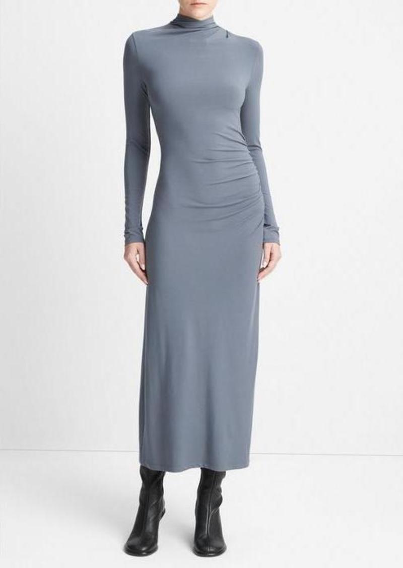 Vince Ruched Long-Sleeve Turtleneck Dress