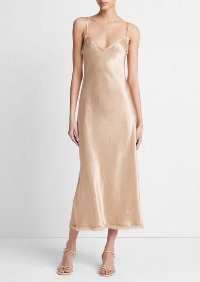 Vince Satin Frayed-Edge Bias Camisole Dress