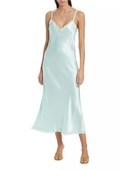 Vince Satin Frayed-Edge Cami Midi-Dress