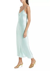 Vince Satin Frayed-Edge Cami Midi-Dress