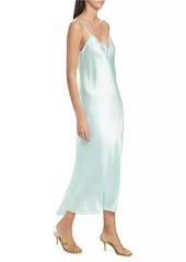 Vince Satin Frayed-Edge Cami Midi-Dress