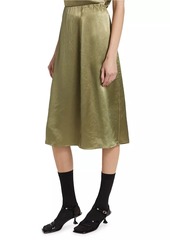 Vince Satin Paneled Midi-Skirt