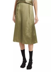 Vince Satin Paneled Midi-Skirt