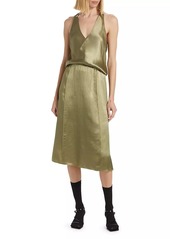 Vince Satin Paneled Midi-Skirt