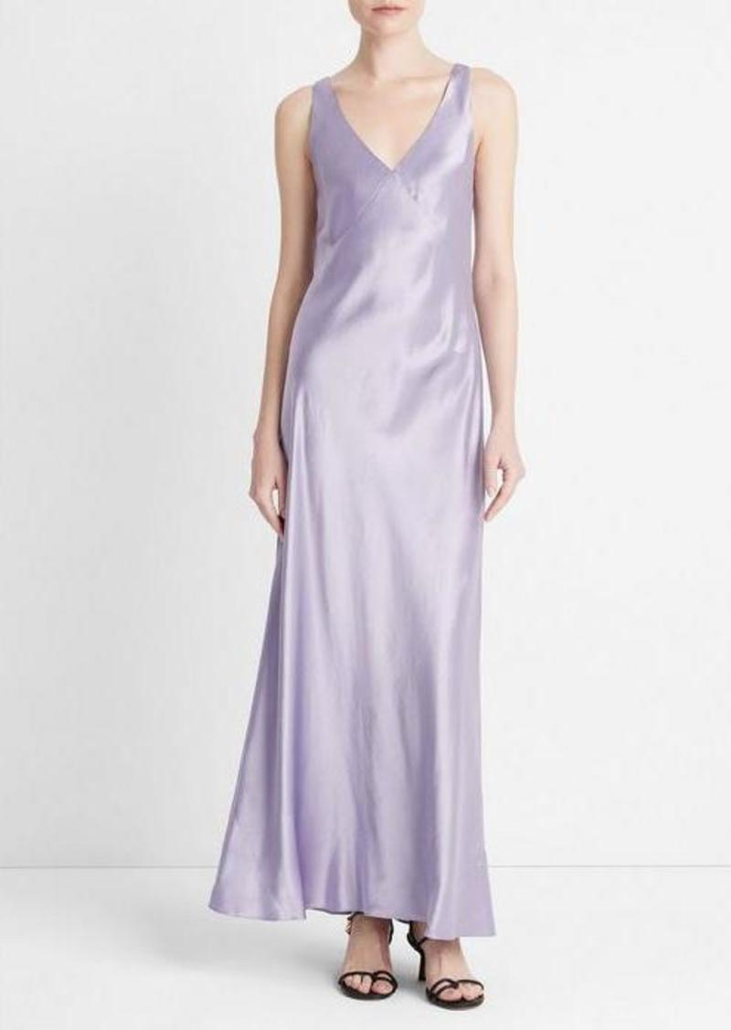 Vince Satin V-Neck Bias Maxi Dress