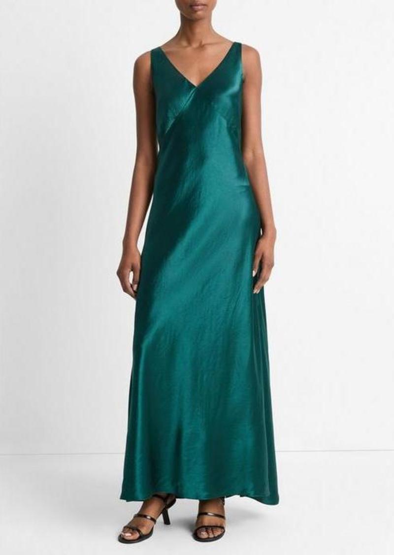 Vince Satin V-Neck Maxi Slip Dress