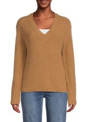 Vince Shaker Ribbed V Neck Sweater