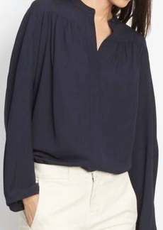 Vince Shirred Blouse In Navy