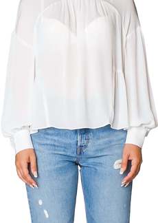 Vince Shirred Silk Crepe Blouse In White