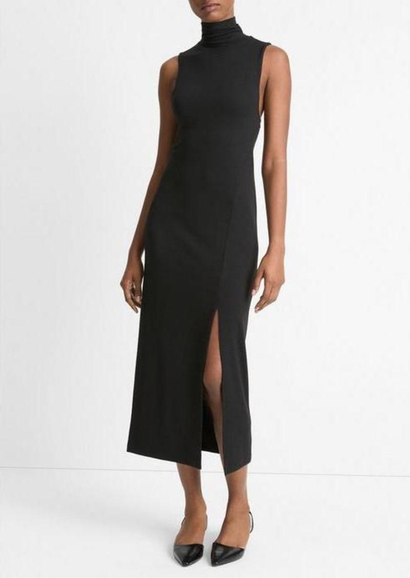 Vince Side-Slit Sleeveless Turtleneck Dress