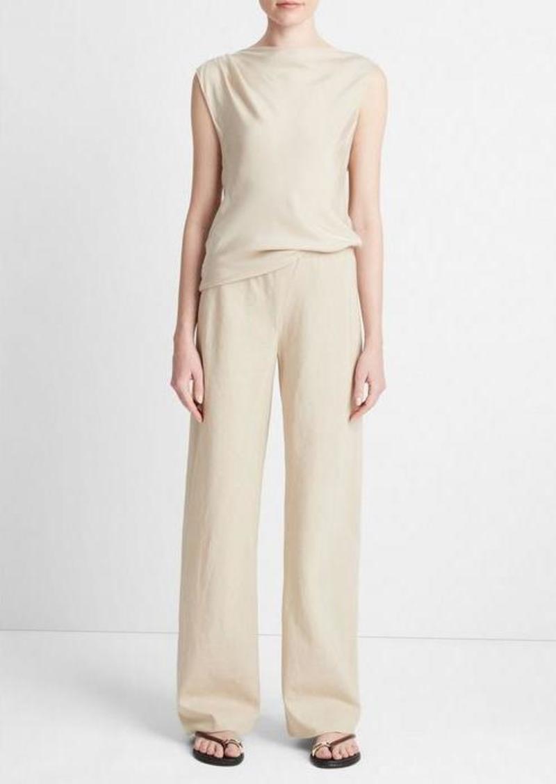 Vince Silk-Blend Asymmetric Draped Cap-Sleeve Blouse