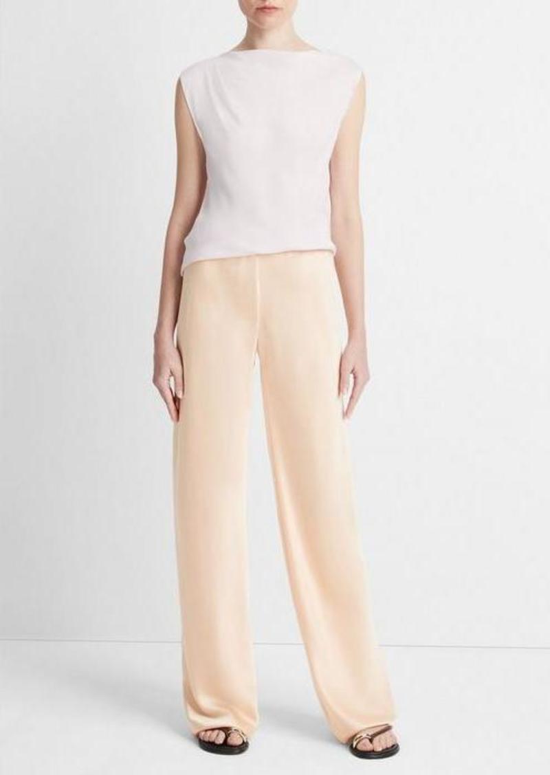 Vince Silk-Blend Asymmetric Draped Cap-Sleeve Blouse