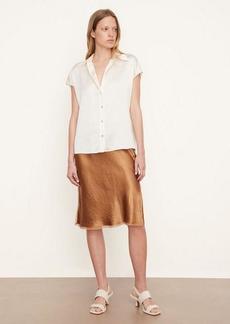 Vince Silk Cap-Sleeve Ruched-Back Blouse
