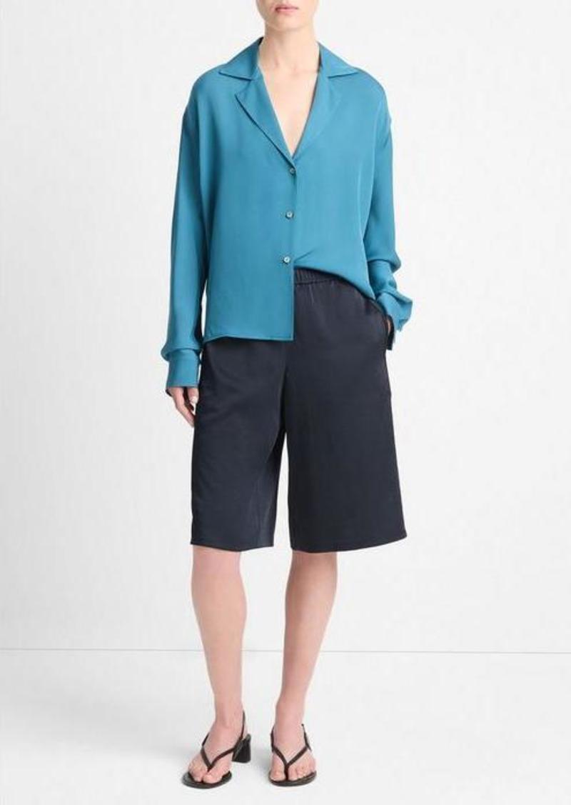 Vince Silk Lapel-Collar Dolman-Sleeve Blouse