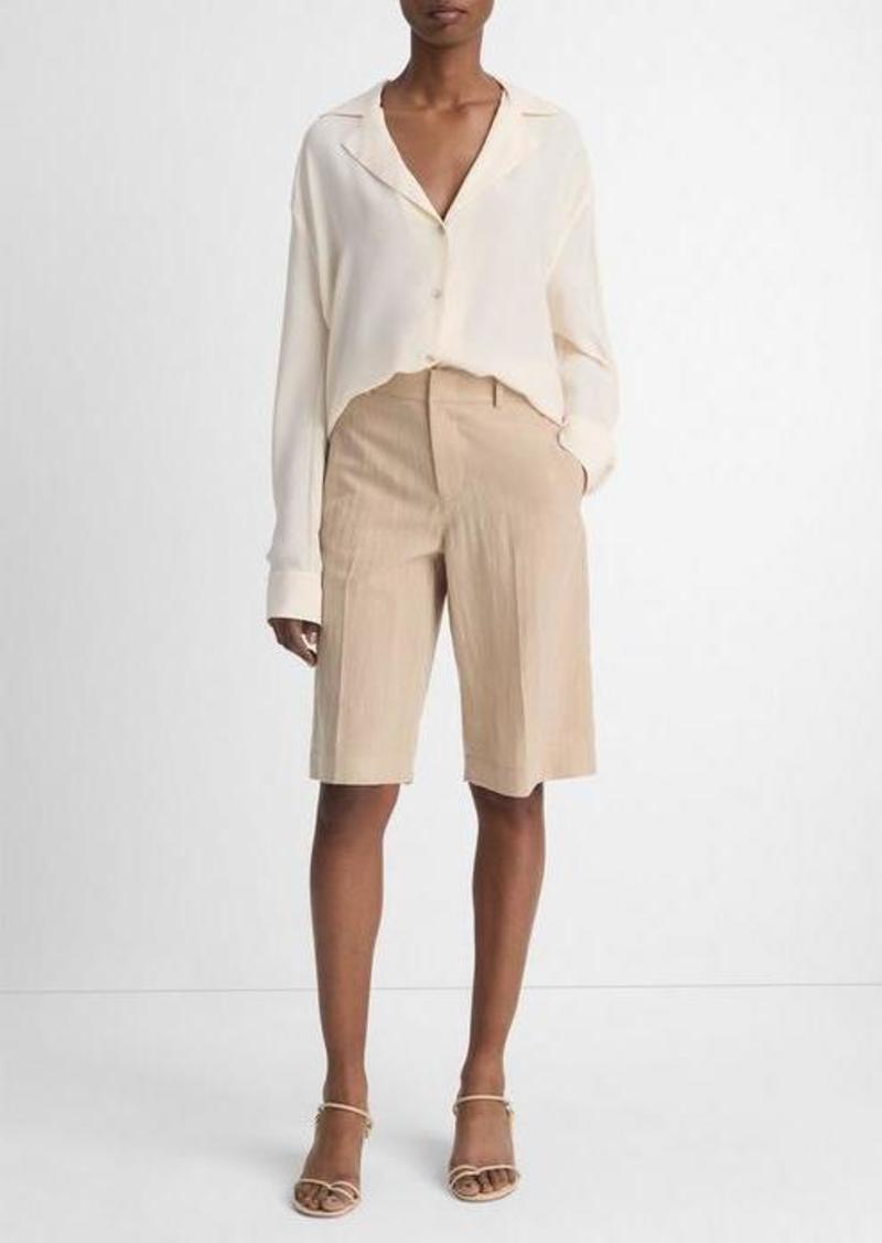 Vince Silk Lapel-Collar Dolman-Sleeve Blouse