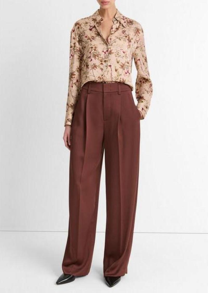 Vince Orchid Vine Silk Bias Long-Sleeve Blouse