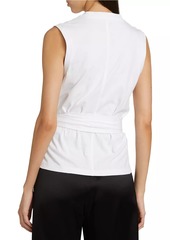 Vince Sleeveless Wrap Cotton Top