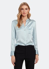 Vince Slim Fit Band Collar Silk Blouse - 4